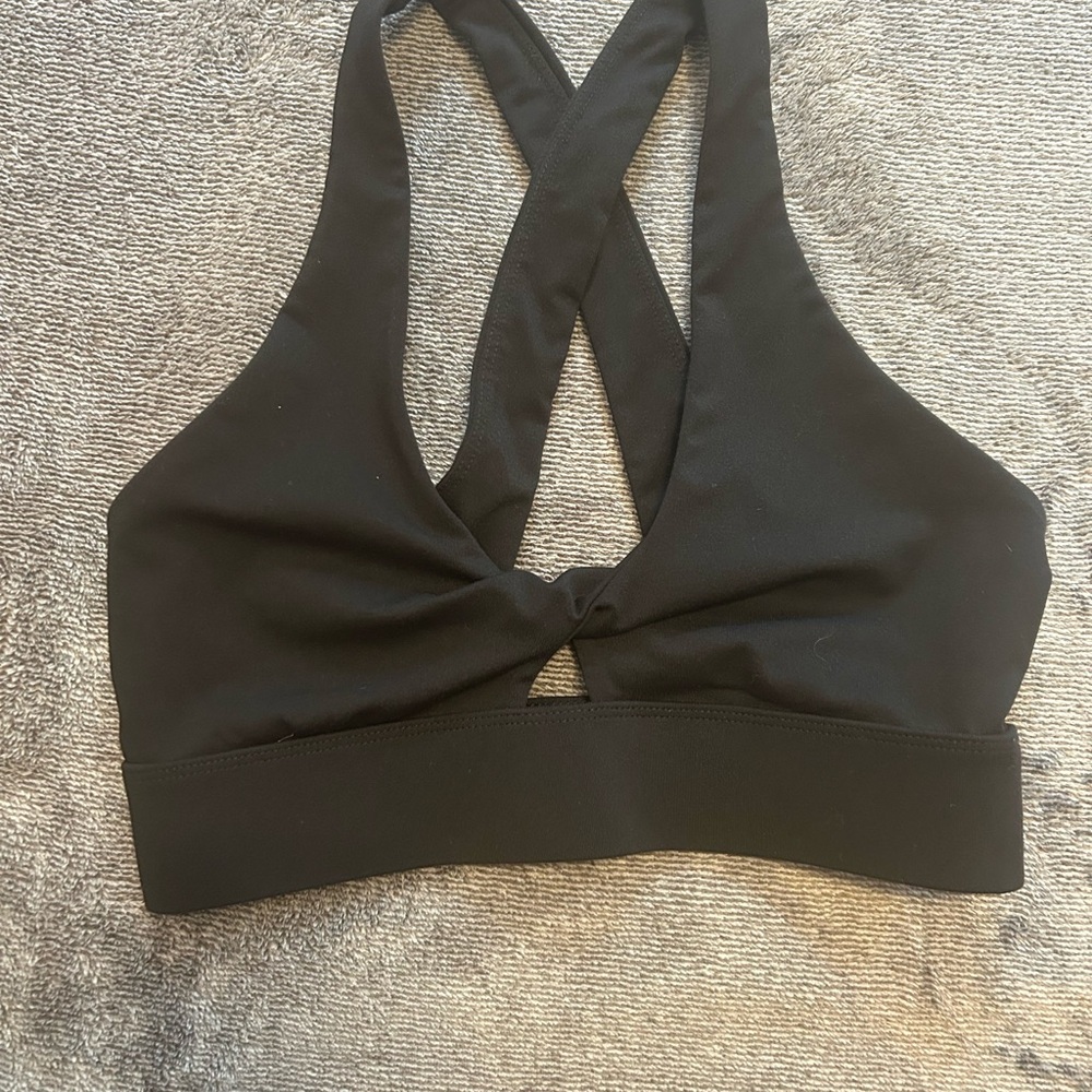 Fabletics Black Twist-Front Sports Bra